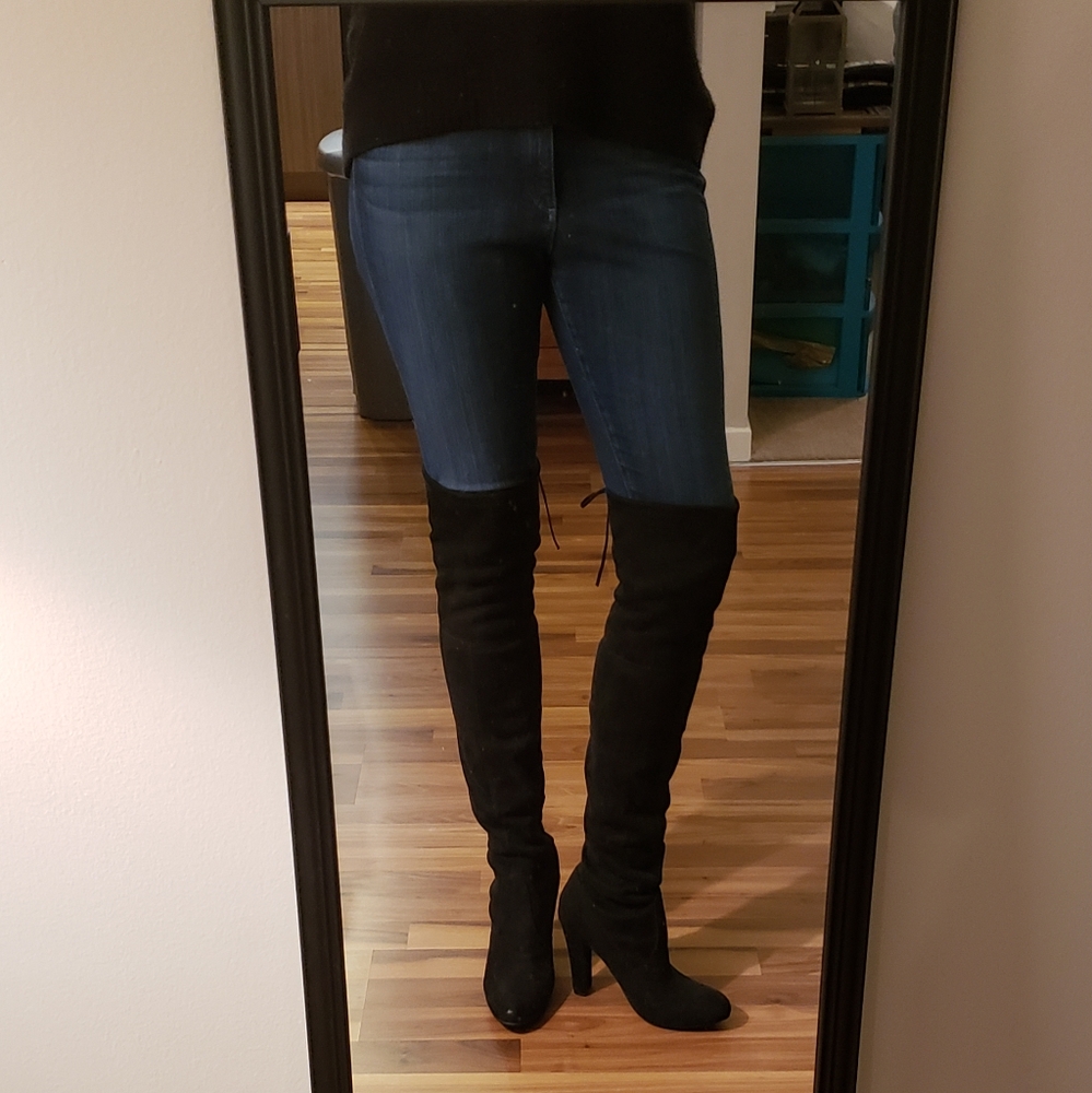 Steve Madden Black Suede Over the Knee Boots